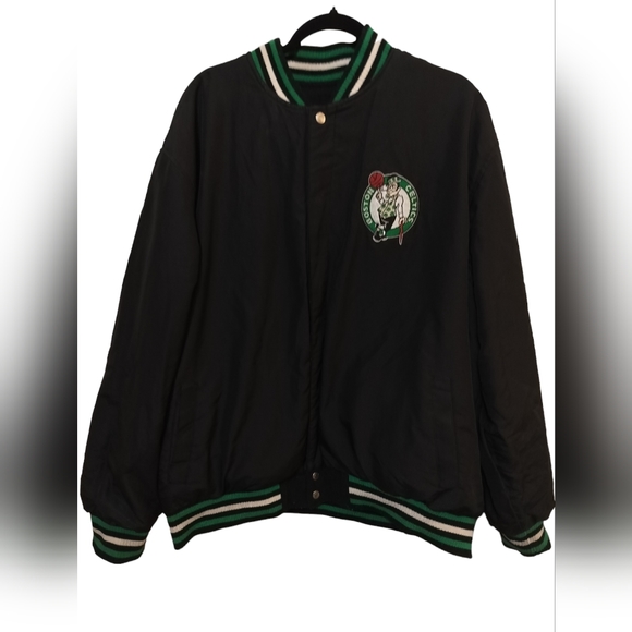 M251) Boston Celtics JH Design Reversible Black Embroidered Logo Wool Jacket 3XL - Picture 8 of 15